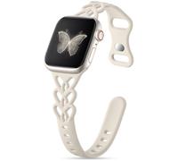 Wepro Slim Braided Silicone Band: for Apple Watch Bands for Women 44mm SE 3 SE 2 6 5 4 46mm Series 11 10 45mm 9 8 7 42mm 49mm Ultra 3 2 for iWatch Band Cute Heart Breathable Thin Sport Strap Starlight