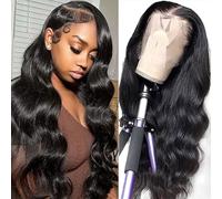 Wepwcod Real Hair Wig 13 x 4 HD Lace Front Wig Human Hair Body Wave 180% Density Brazilian Wigs with Baby Hair Black Wig Women's Glueless Body Wave Wig Human Hair Pre Plucked Wig Women