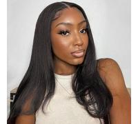 Wepwcod Real Hair Wig 13 x 4 HD Straight Lace Front Wig Human Hair 180% Density Brazilian Wigs with Baby Hair Black Wig Women's Glueless Wig Human Hair Pre Plucked Wig Women