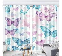 WEQEER 3D Butterfly Blackout Curtains, Anime Butterfly Girls Curtains with Eyelets, Colourful Butterfly Curtains for Children's Room, 2 Panels (10.150 x 166 cm (2 x 75 x 166 cm)