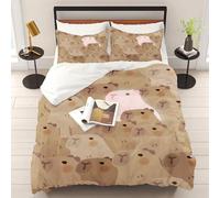 WEQEER Capybara Bed Linen 135 x 200 cm, Funny Capybara Duvet Cover, Cute Animals Bedding Set, Soft Cosy Duvet Cover for Children, Adults (7, Single 135 x 200 cm)
