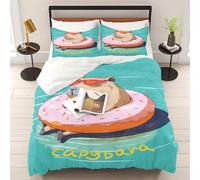 WEQEER Capybara Bed Linen 135 x 200 cm, Funny Capybara Duvet Cover, Cute Animals Bedding Set, Soft Cosy Duvet Cover for Children, Adults (3, Double 200 x 200 cm)