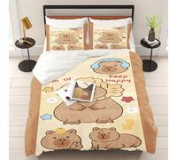 WEQEER Capybara Bed Linen 135 x 200 cm, Funny Capybara Duvet Cover, Cute Animals Bedding Set, Soft Cosy Duvet Cover for Children, Adults (6, Single 135 x 200 cm)