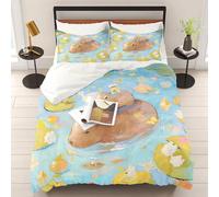 WEQEER Capybara Bed Linen 135 x 200 cm, Funny Capybara Duvet Cover, Cute Animals Bedding Set, Soft Cosy Duvet Cover for Children, Adults (8, Single 135 x 200 cm)