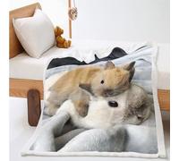 WEQEER Cuddly Blanket with Rabbit, Cute Rabbit Print Fluffy Fleece Blanket for Children, Fairytale Animal Sofa Blanket for Boys and Girls Children (5.130 x 150 cm)