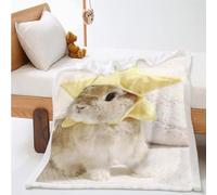 WEQEER Cuddly Blanket with Rabbit, Cute Rabbit Print Fluffy Fleece Blanket for Children, Fairytale Animal Sofa Blanket for Boys and Girls Children (10.130 x 150 cm)