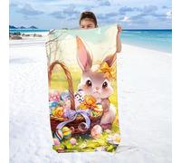 WEQEER Cute Rabbit Beach Towel 90x180cm Fairy Rabbit Microfiber Beach Towel Bath Towel Easter Bunny Beach Towel Towels for Kids Bathroom Swimming Camping (10.70X140 cm)