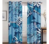 WEQEER Palm Leaf Curtains, Opaque Green Plants Blackout Curtain, Tropical Plants Window Curtain for Bedroom, Children's Room, 2 Panels (8.100 x 140 cm (2 x 50 x 140 cm)