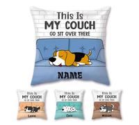 WEQEER Personalised Funny Dog Cushion Covers with Name, Cartoon Pet Dog Cushion Covers Double-Sided Cushion Cover for Dog Owners - No Filler (40 x 40 cm)