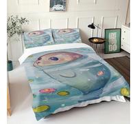 WEQEER Seal Bed Linen 135 x 200 cm Cute Seal Animals 3D Printed Duvet Cover Set Microfibre Bed Linen + 2 Pillowcases for Children Boys Girls (1, Single 135 x 200 cm)