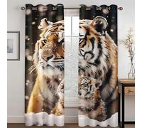 WEQEER Tiger Window Curtain, Anime Wild Animals Curtain Opaque with Eyelets, 3D Print Cartoon Curtains for Children's Room, Bedroom, 2 Panels (4.150 x 166 cm (2 x 75 x 166 cm)