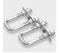 WeqeYent 2 PCS M8x60x100 mm Square U Bolts, 304 Stainless Steel Round Bend Right Angle U-Bolts with Plates Nuts, U Bolt Accessories U Shape Bolts U Brackets
