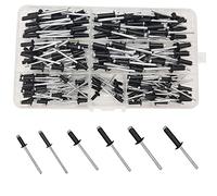 WeqeYent 200 Pcs M5/M4/M3.2 Aluminum Alloy Blind Rivets Pop Rivets Assortment Kit 6 Sizes for Metal Wood Plastic Component Construction (Black)