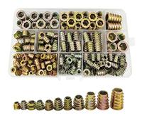 WeqeYent 212 Pcs M4/M5/M6/M8/M10 Hex Socket Screw-in Nuts Type,Threaded Insert Nuts Zinc Alloy Furniture Hex Socket Screw,Wood Assortment Kit for Wood Furniture