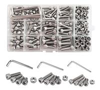 WeqeYent 267 Pcs M4 M5 M6 Hex Socket Bolts Screws Bolt Nut Assortment Kit, 304 Stainless Steel with 3 Sizes Wrenches Head Drive Machine Screws Bolts and Nuts Set