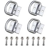 WeqeYent 4 PCS D Rings Tie Downs Straps Ring,D-Ring Galvanized Steel Cargo Anchors Lashing Rings Heavy Duty Hooks with 8 Pcs bolts for Loads securing in Van Boat Trailers Truck