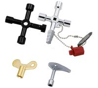 WeqeYent 4 Pcs Utility Key Kit, Workshop Assortment Radiator Meter Box Keys, 4/7-Way Multi-Functional Utility Key Radiator Bleed Key Triangular Key for Water Gas Electric Plumbers Tool