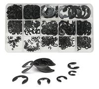 WeqeYent 500 pcs M1.5-M15 Black Alloy Steel E-Clips External Retaining Clamps Ring Washer Circlips Snap Retainer Rings Assortment Kit (14 Sizes)