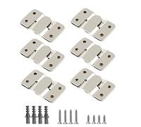 WeqeYent 6 Pairs(12 Pcs) Flush Concealed Mount Bracket, Interlocking Hang Buckle Stainless Steel Photo Hook Hardware Hanging, Heavy Duty Flush Mount Headboard Hanging Wall Interlocking Brackets(53MM)