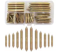 WeqeYent 84 Pcs M4 M5 M6 Double Sided Screws, Galvanized Dowel Screws Set | Self-Tapping Double Ended Screws, Carbon Steel Plated Zinc Hanger Screws, Woodworking Furniture Connector(25/30/40/50/60mm)