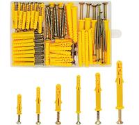 WeqeYent M6/M8/M10 Wall Plugs and Screws 150 Pcs(75 Sets), Plastic Expansion Pipe Anchor Bolts Assorted Set for Brick, Masonry, Heavy Duty, Wall Fixing Screw(30/40/60/80mm)