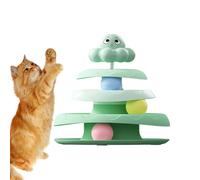 Weqizuerqi Ball Track Game for Cats, Ball Tower 3 Levels | Exercise Scratching Post Non-Slip Mobile Thinking Game for Small Space Indoor Hunting Enrichment Fighting
