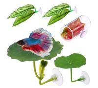Weqizuerqi Betta Fish Floating Leaf Hammock | Sleeping Place for Aquarium Fish - Set of 5 Soft Natural Spawning Areas for Rest Zones in the Aquarium