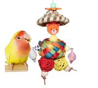 Weqizuerqi Bird Cage Toys - Straw Hat Man Shape Parrot Foraging Toys,Colorful Rattan & Nesting Balls, Parakeet Cage Accessories For Kids, Family