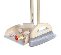 Weqizuerqi Broom and Dustpan Set, Premium Standing Dustpan & Brush Set, PP+Stainless Steel Dust Pans and Long Handle Brooms, with Comb Shaped Filter, for Indoor Outdoor Home Kitchen Lobby