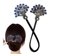 Weqizuerqi Bun Makers For Women's Hair - Chinese Style Peafowl Rhinestone Hair Bun Clips - Fashionable Donut Hair Maker, Hair Accessories For Daily Activities Or Special Celebrations