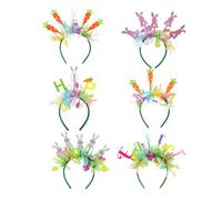 Weqizuerqi Easter headband, Easter bunny decorative headband, 6 pieces cute bunny head shaped Easter headbands, versatile decoration tool for Easter parties, parties