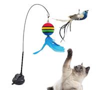 Weqizuerqi Interactive Cat Toy - Interactive Cat Fishing Game with Feathers - Hand Held with Wall Mounting, Natural Bird for Kitten Accessories, Indoor Games for All Breeds to Enrich