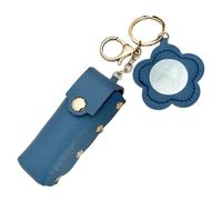 Weqizuerqi Lipstick Holder with Mirror - Shiny PU Leather Key Ring Storage Organizer for Makeup, Cosmetic Bag, Women, Girls and