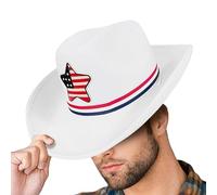 Weqizuerqi Men's Cowboy Hat, Cowboy Hats for Women, Patriotic Flag Cowgirl 4th of July Hat | Classic Costume Accessories, Wide Bim Western Felt Clothing for Party Parade