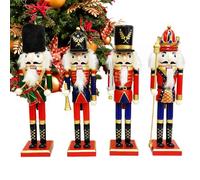 Weqizuerqi Nutcracker Christmas Decoration - Collectible Figures Nutcracker Soldiers Desk Decoration - 4-Piece Wooden Decoration Set for Indoor and Outdoor Living Room Kitchen Office Garden