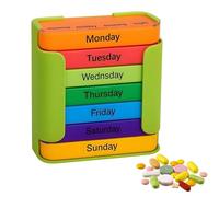 Weqizuerqi Pill box, compartment for food supplements seven days | daily compartment 4 sockets for travel, school, adult, senior, home, work, hospital airplane