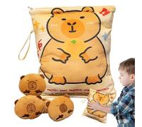 Weqizuerqi Snack Bag, Plush Snack Bag Capybara Keyring - Cuddly Soft Pendant with Four Cute Dolls for Picnic School Chips Candy Fudge Chocolate and