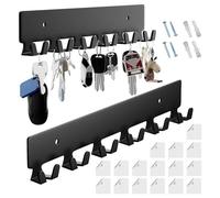 Weqizuerqi Wall Key Holder, Key Holder, Wall Mounting, 12 Hooks Key Hanger Rack, Wall Mount, 2 x Adhesive, Metal Storage, with Mounting, Hardware for Entrance, Hallway, Office
