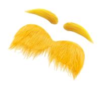 Weqizuerqi Yellow Eyebrows and Moustache, Self-Adhesive Cosplay Props, Realistic Face Hair for Parties, for Adults, Cosplay, Party, Carnival, Festival, Masquerades, Christmas