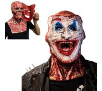 WEQNGIU Halloween Skull Mask, Double Layers Magnetic Scary Clown Masks with Moving Jaw, Double Face Masks for Adults, Latex Skeleton Full Head Mask Creepy Biochemical Costume Party