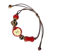 Weqspj Artistic Ceramic Fruit Charm Handwoven Cord Present for Youthful Trendsetters and Art Lovers Stylish Ceramic Wristband