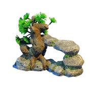 Weqspj Realistic Resin Tree Mountain Rockery for Fishtanks Aquariums Landscape Ornament Arched Cave Fish Shrimp Shelter Fish Hideouts