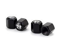 WEQTYSAB 4pcs Car Tyre Valve Caps, Black Metal, SUV, Alfa Romeo Tonale 2022+