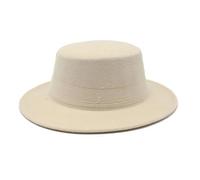 WEQYFDC Asymmetric Top Hat Autumn Winter Felted Hats For Boys Girls Flat Top Jazz Caps Formal Dress Hats For Parties Events(Beige)