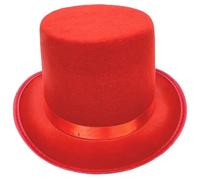 WEQYFDC Asymmetric Top Hat Dress Up Magicians Top Hat For Women Man Theme Party Hat With Roll Brims For Parties Events(Red,S)