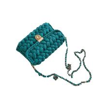 WEQYFDC Handmade Woven Women's Crossbody Bags Thread Hook Knitted Shoulder Bag Colorful Strip Chains Bags For Women Small Purses For Women(Green)