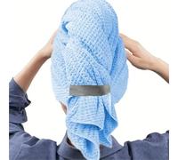 WEQYFDC Microfiber Hair Towel Large Wrap Quick Dry With Elastic Band(Blue)