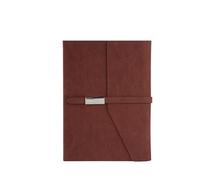 WEQYFDC Notepad Foldable Business Notebook With Magnetic Closure, Suede Leather Notepads Diary Metal BuckleFoldable With Magne(Brown)