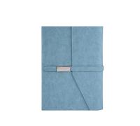 WEQYFDC Notepad Foldable Business Notebook With Magnetic Closure, Suede Leather Notepads Diary Metal BuckleFoldable With Magne(Light blue)