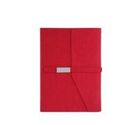 WEQYFDC Notepad Foldable Business Notebook With Magnetic Closure, Suede Leather Notepads Diary Metal BuckleFoldable With Magne(Red)